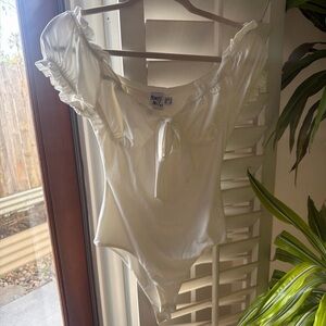 Princess Polly Cream Tie-Front Bodysuit